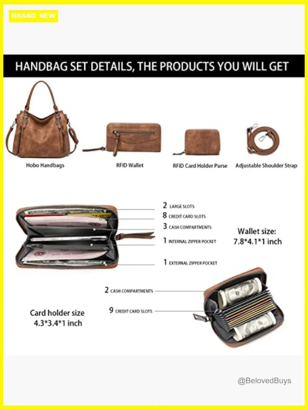 Vegan Leather Hobo Bag - Shoulder & Crossbody Purse